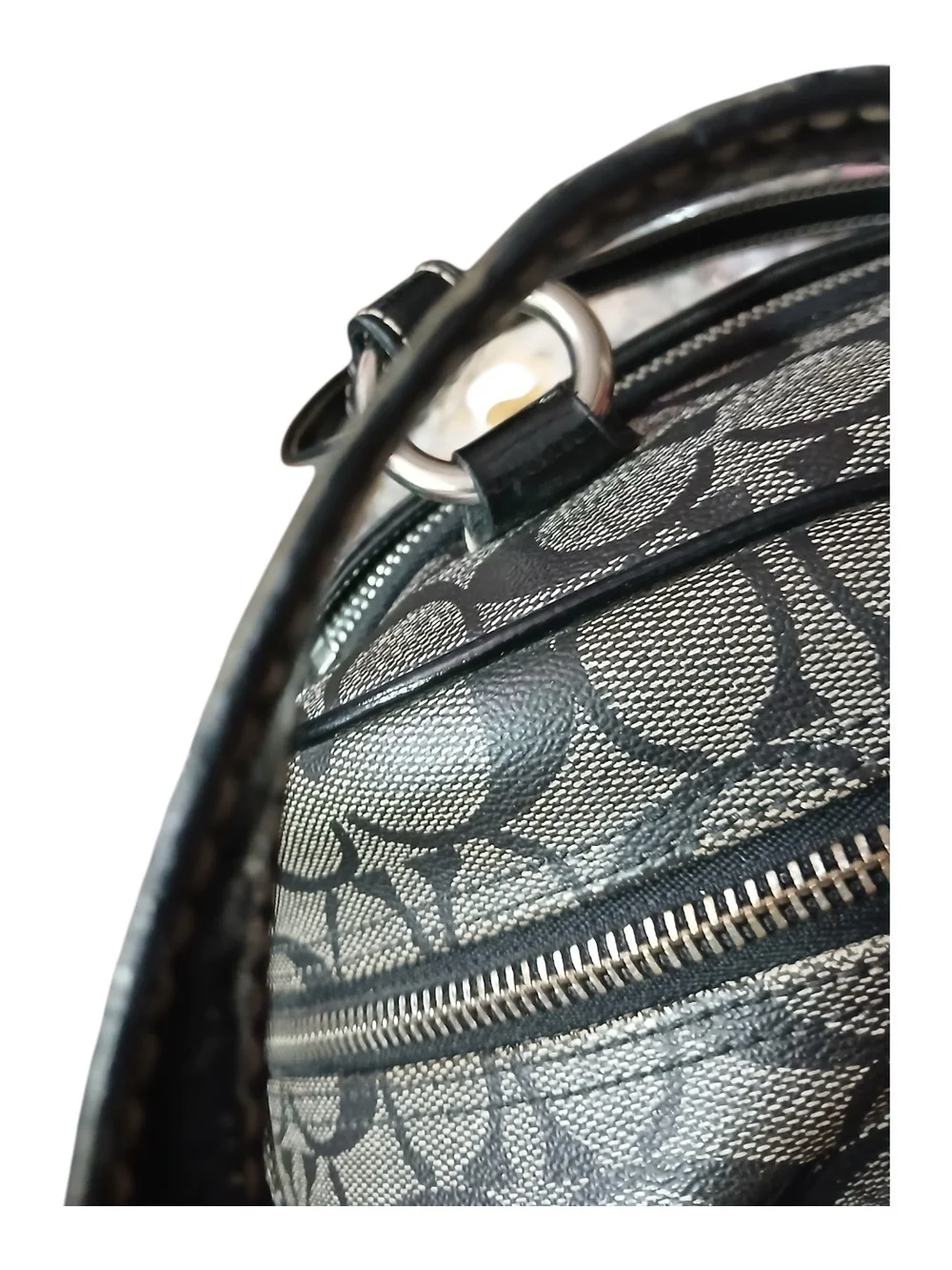 COACH Peyton Signature Canvas Black & Gray Satchel Bag